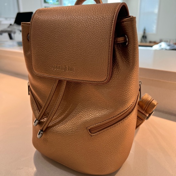 NWOT SportChic Women’s Vegan Mini Backpack | Metallic Gold - Picture 3 of 10